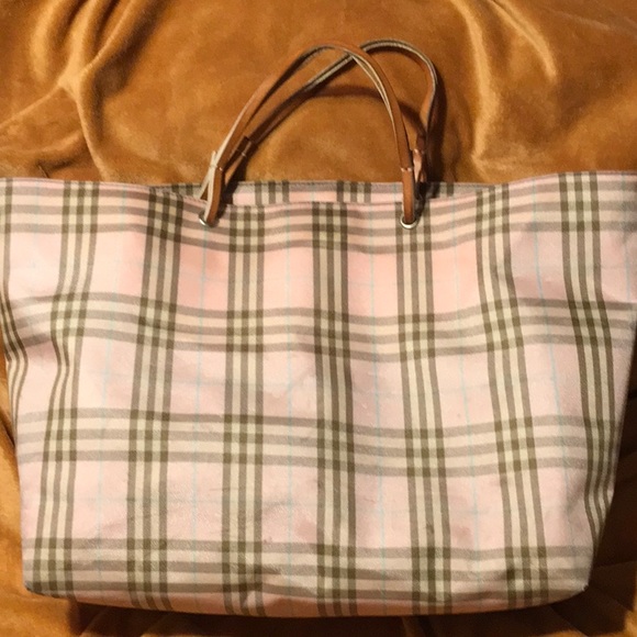 Burberry London Pink Nova Check Tote Shopper Distressed - Picture 4 of 15
